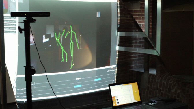 Artistic human-sized Holusion hologram